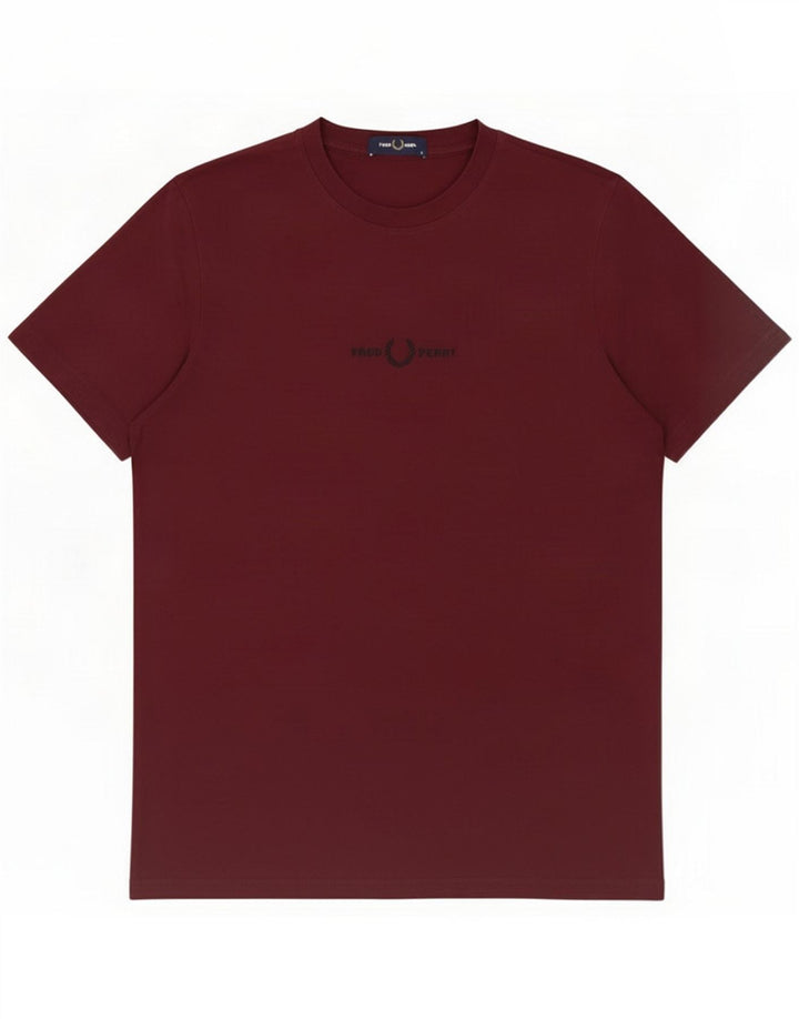 Fred Perry Mens T-Shirt Top Medium Burgundy Cotton