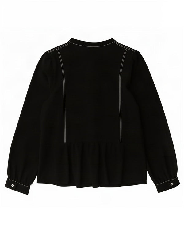 Marks & Spencer Damen Langarm-Blusenoberteil UK 16 Large Schwarz Polyester