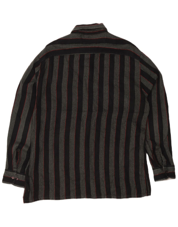 Backpacker Mens Overshirt Shirt Large Grey Striped Acrylic