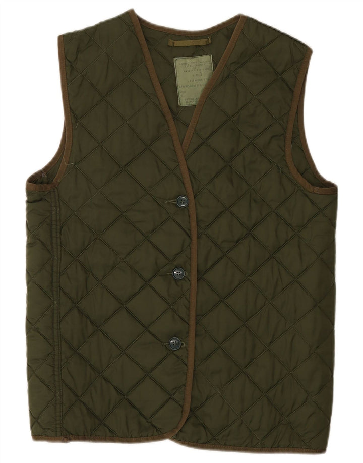Vintage Womens Oversized Quilted Gilet US 1 XS Khaki
