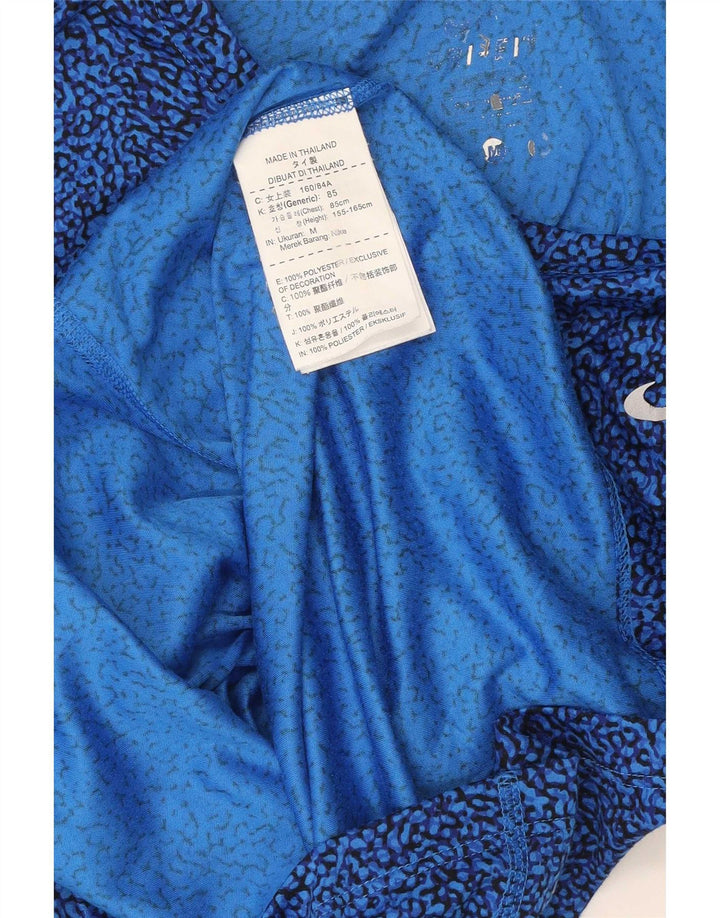 Nike Womens T-Shirt Top UK 12 Medium Blue Geometric Polyester