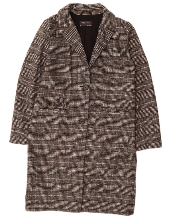 Marks & Spencer Damen Übergroßer Mantel UK 10 Small Black Check