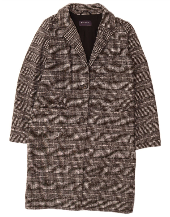 Marks & Spencer Damen Übergroßer Mantel UK 10 Small Black Check