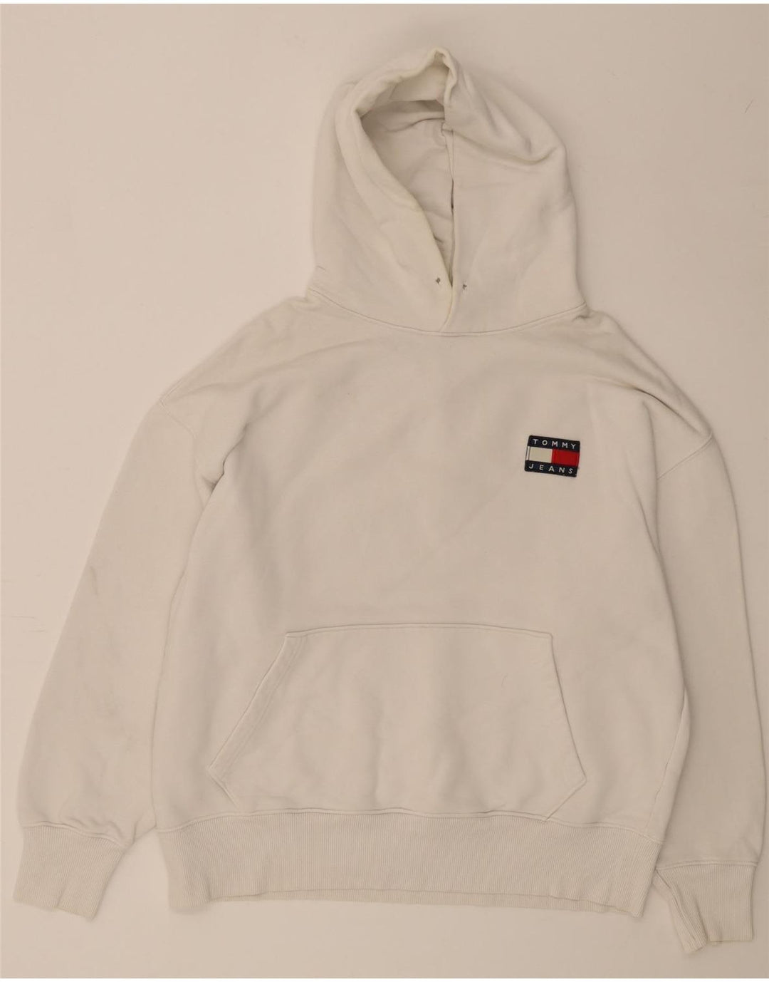 TOMMY HILFIGER Womens Oversized Sweatshirt Jumper UK 16 Large Off White Vintage Tommy Hilfiger and Second-Hand Tommy Hilfiger from Messina Hembry 