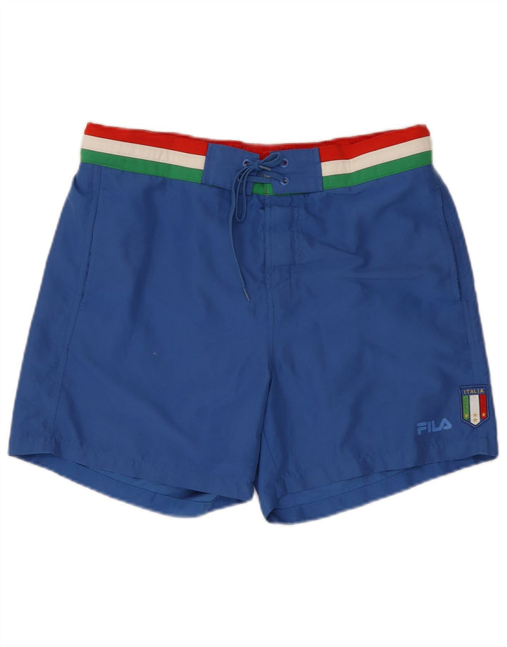 Pantaloncini da bagno da uomo Fila Large in poliestere color block blu