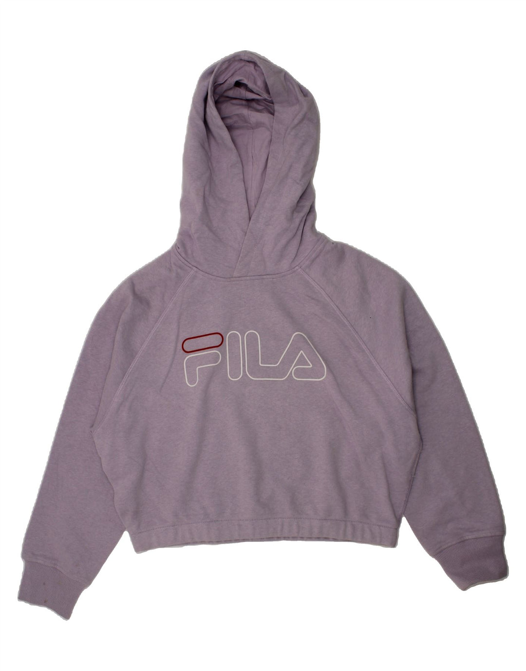 FILA Girls Graphic Crop Hoodie Jumper 9-10 Years Purple Cotton Vintage Fila and Second-Hand Fila from Messina Hembry 
