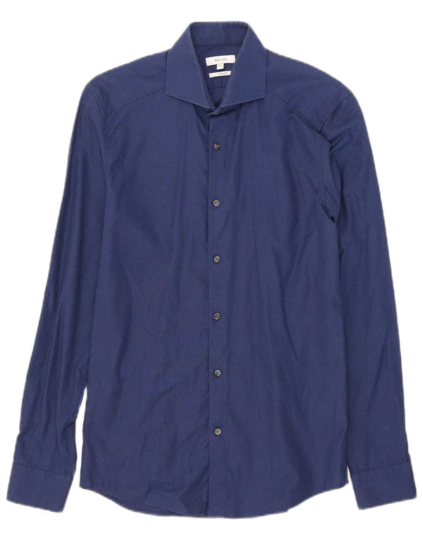 Reiss Mens Slim Fit Shirt Small Navy Blue Cotton