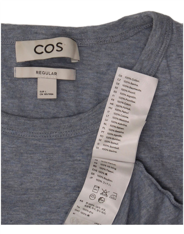 Cos Herren-T-Shirt, normal, groß, blau gesprenkelte Baumwolle