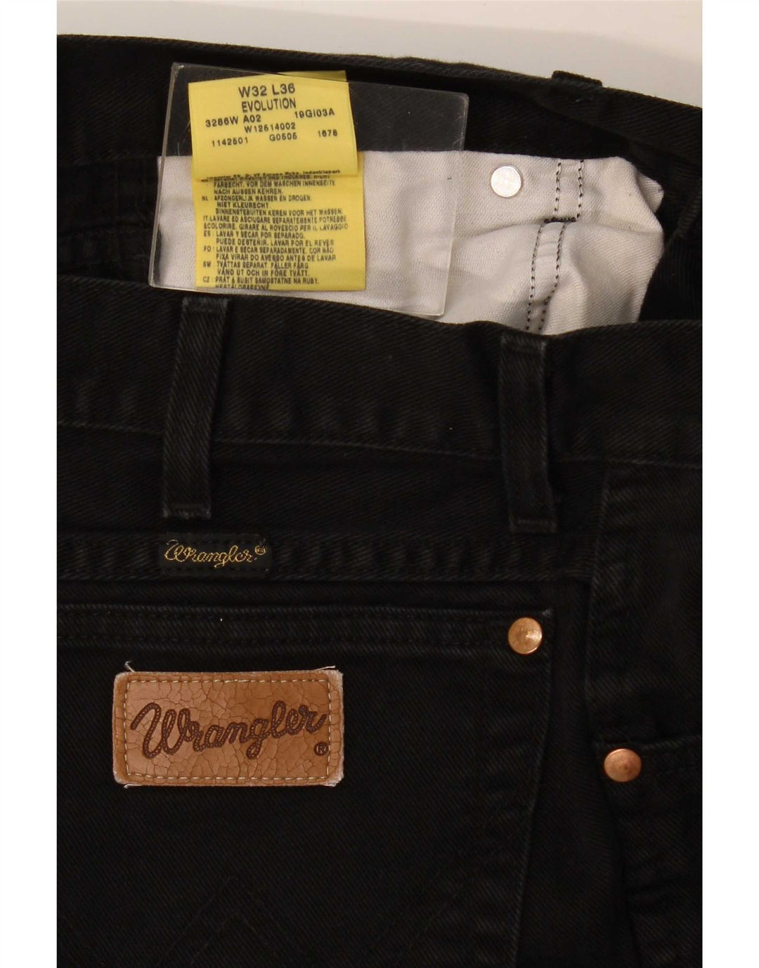 Wrangler Mens Evolution Straight Jeans W32 L36 fekete pamut