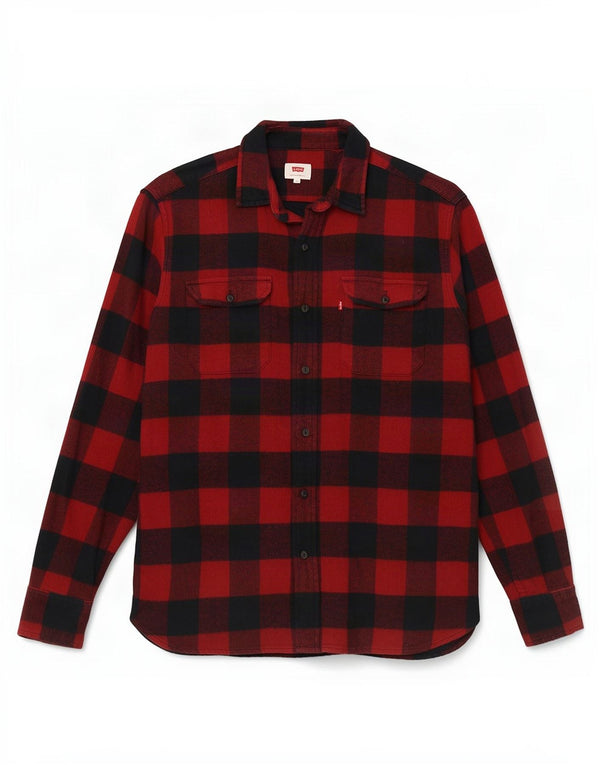 Levi's Mens Flannel Shirt Medium Red Gingham Cotton
