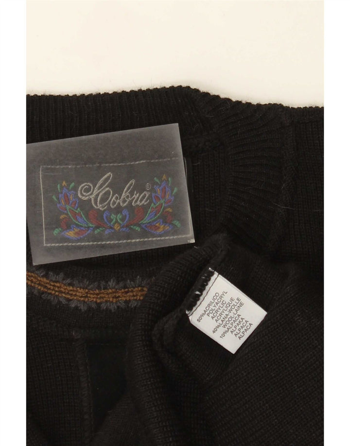 Cobra Mens Crew Neck Jumper Sweater IT 52 Large Black Acrylic