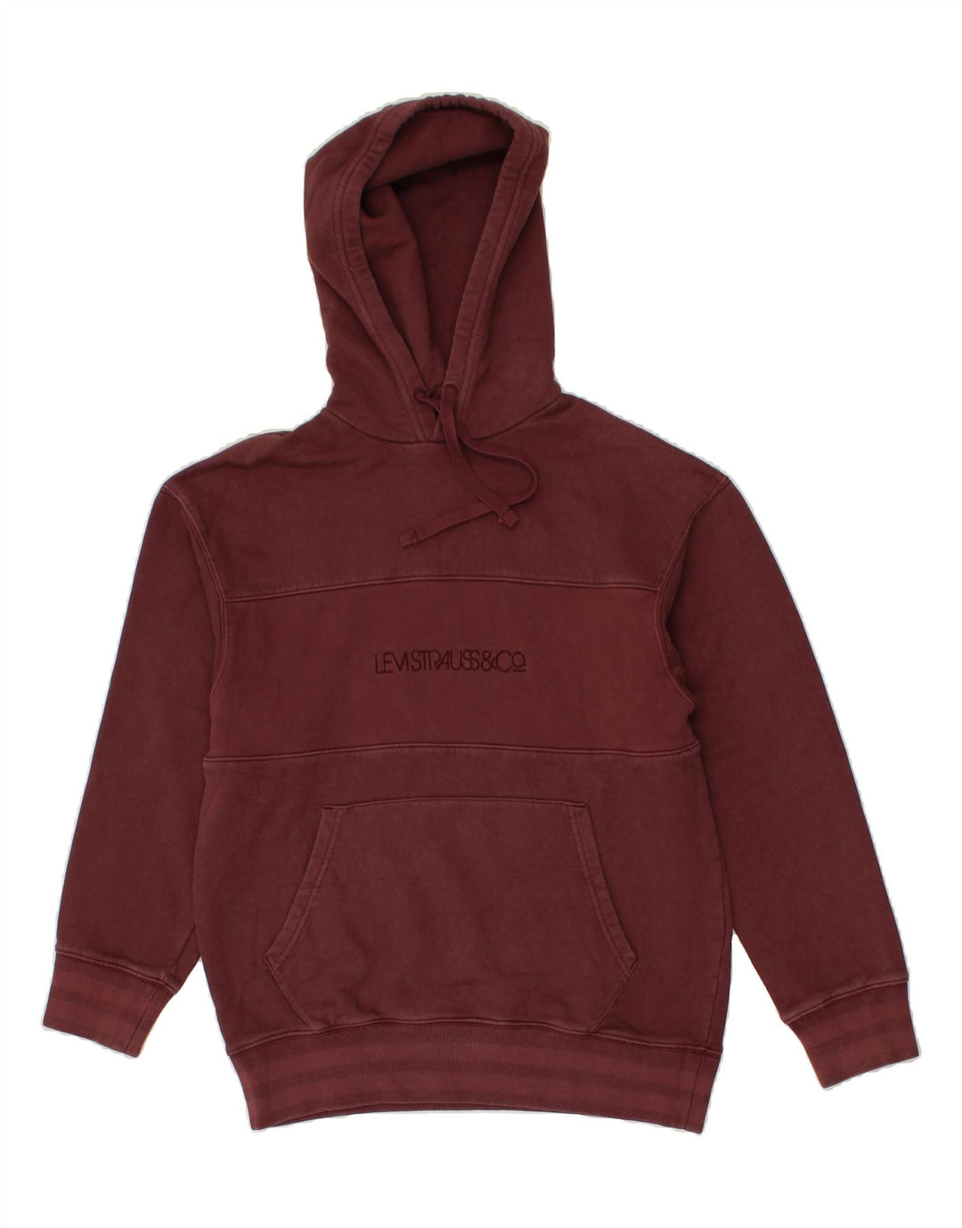 LEVI'S Mens Graphic Relaxed Fit Hoodie Jumper Small Burgundy Vintage Levi's and Second-Hand Levi's from Messina Hembry 