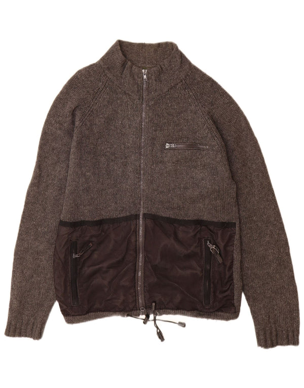 Maglione cardigan da uomo Timberland in lana grigio medio