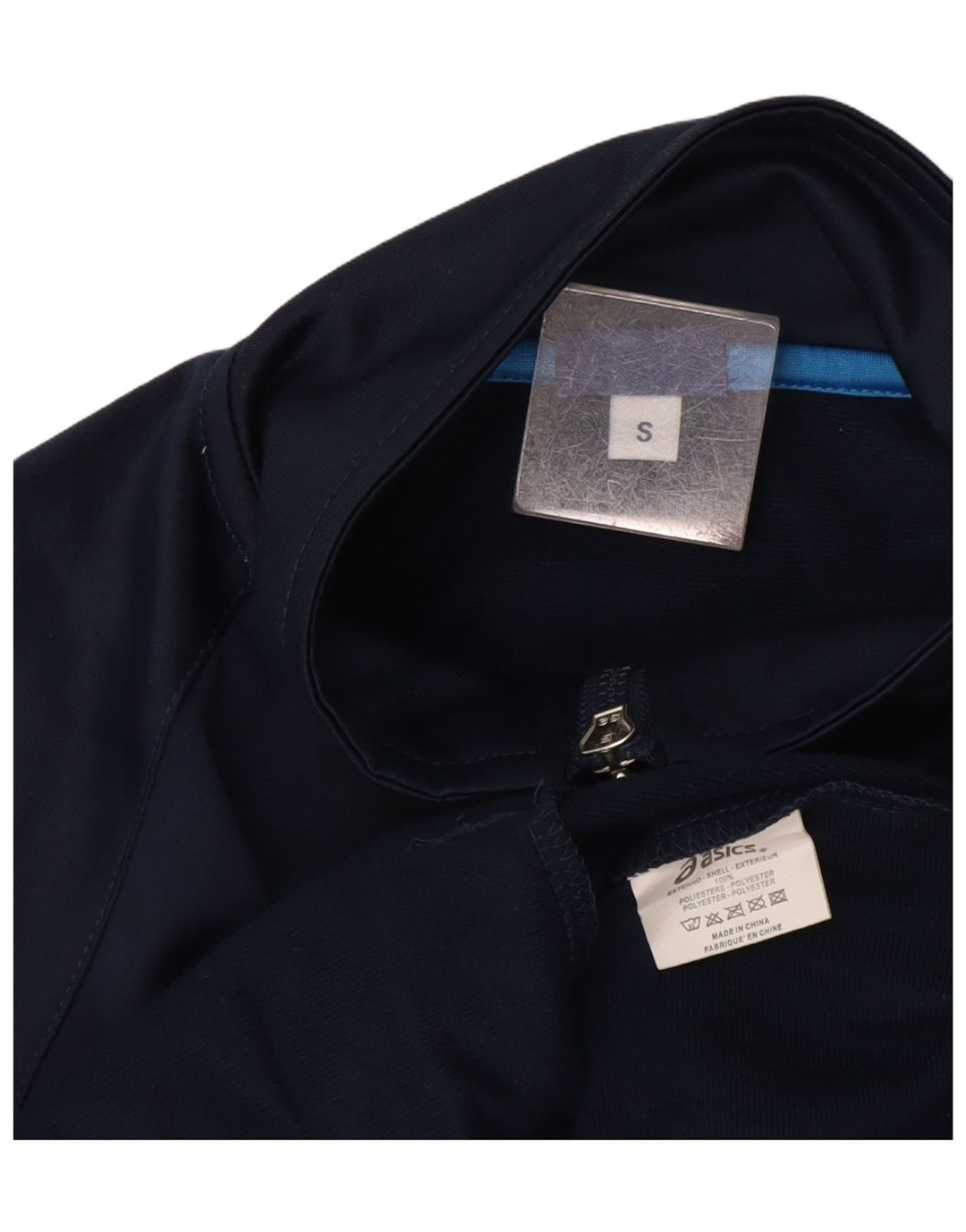 Giacca da ginnastica da uomo Asics piccola in poliestere blu navy