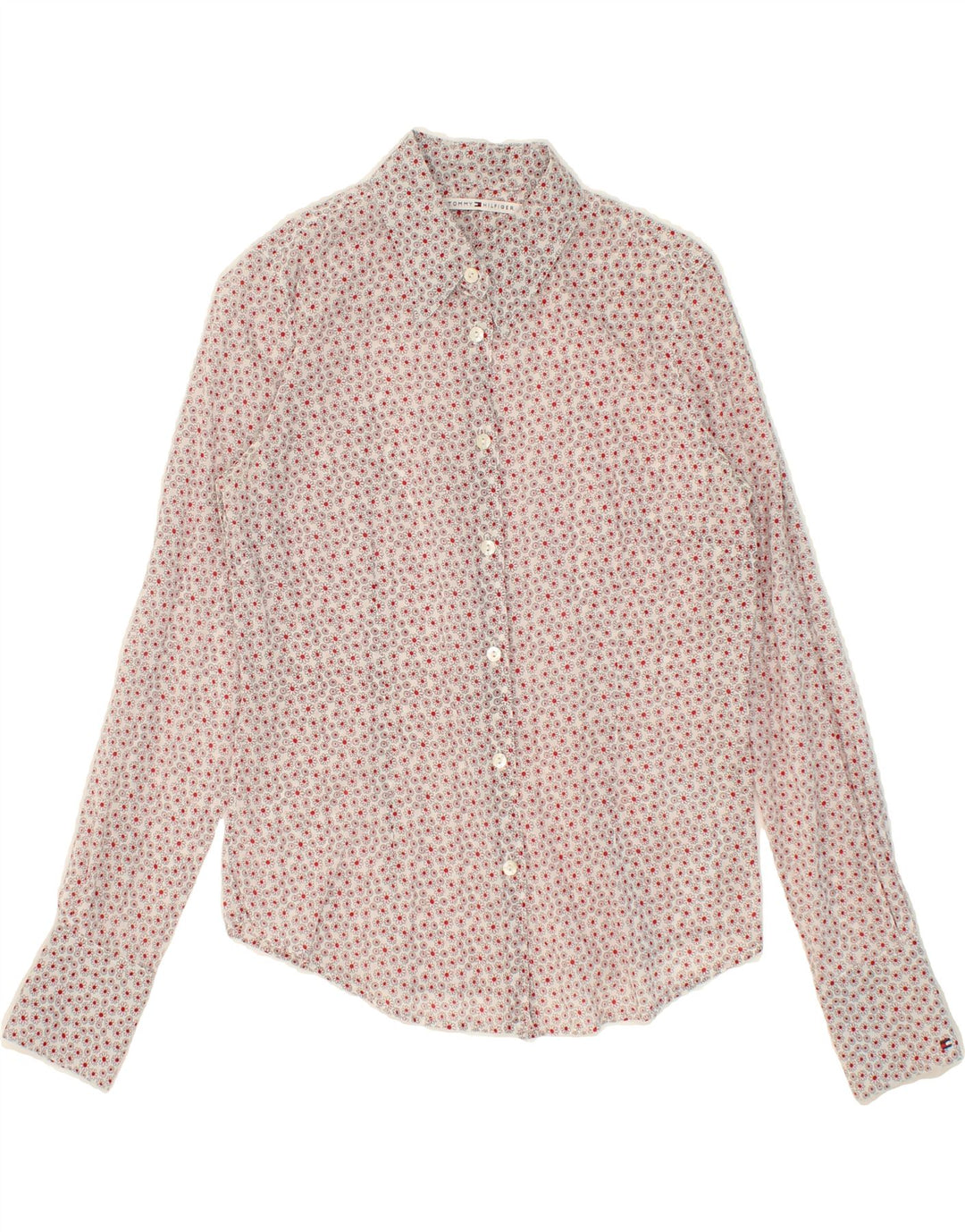 TOMMY HILFIGER Womens Shirt US 6 Medium Pink Floral Cotton Vintage Tommy Hilfiger and Second-Hand Tommy Hilfiger from Messina Hembry 