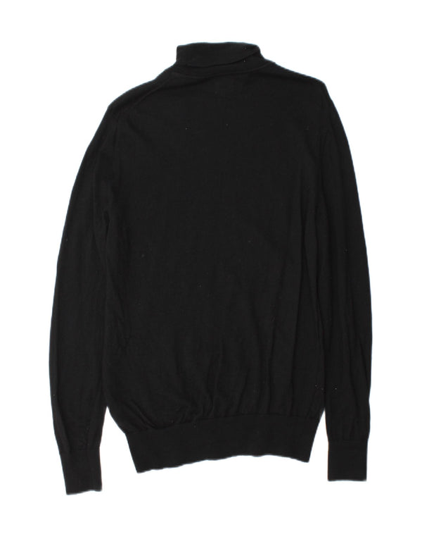 John Lewis Mens Roll Neck Jumper Sweater Medium Black Wool