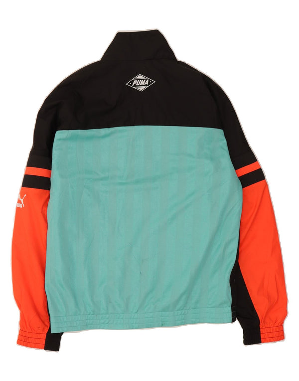 PUMA Mens Graphic Tracksuit Top Jacket Small Blue Colourblock Polyester
