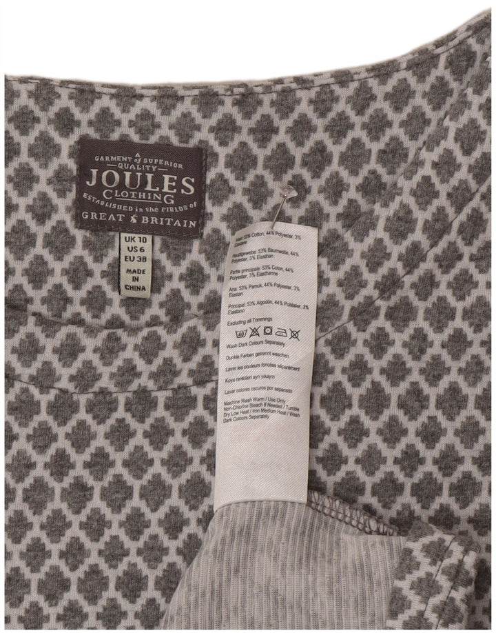 Abito basico a maniche lunghe da donna Joules UK 10 Piccolo cotone geometrico grigio