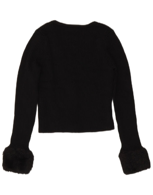 Zara Womens Crop Cardigan Sweater UK 8 Small Black Viscose