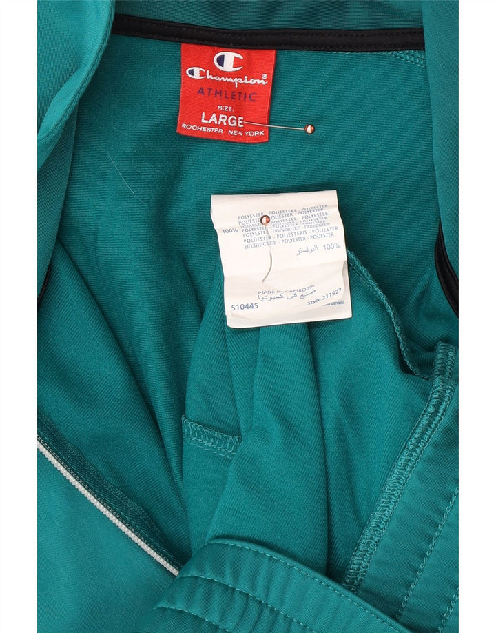 CHAMPION Herren-Trainingsanzug-Top-Jacke, großes grünes Farbblock-Polyester