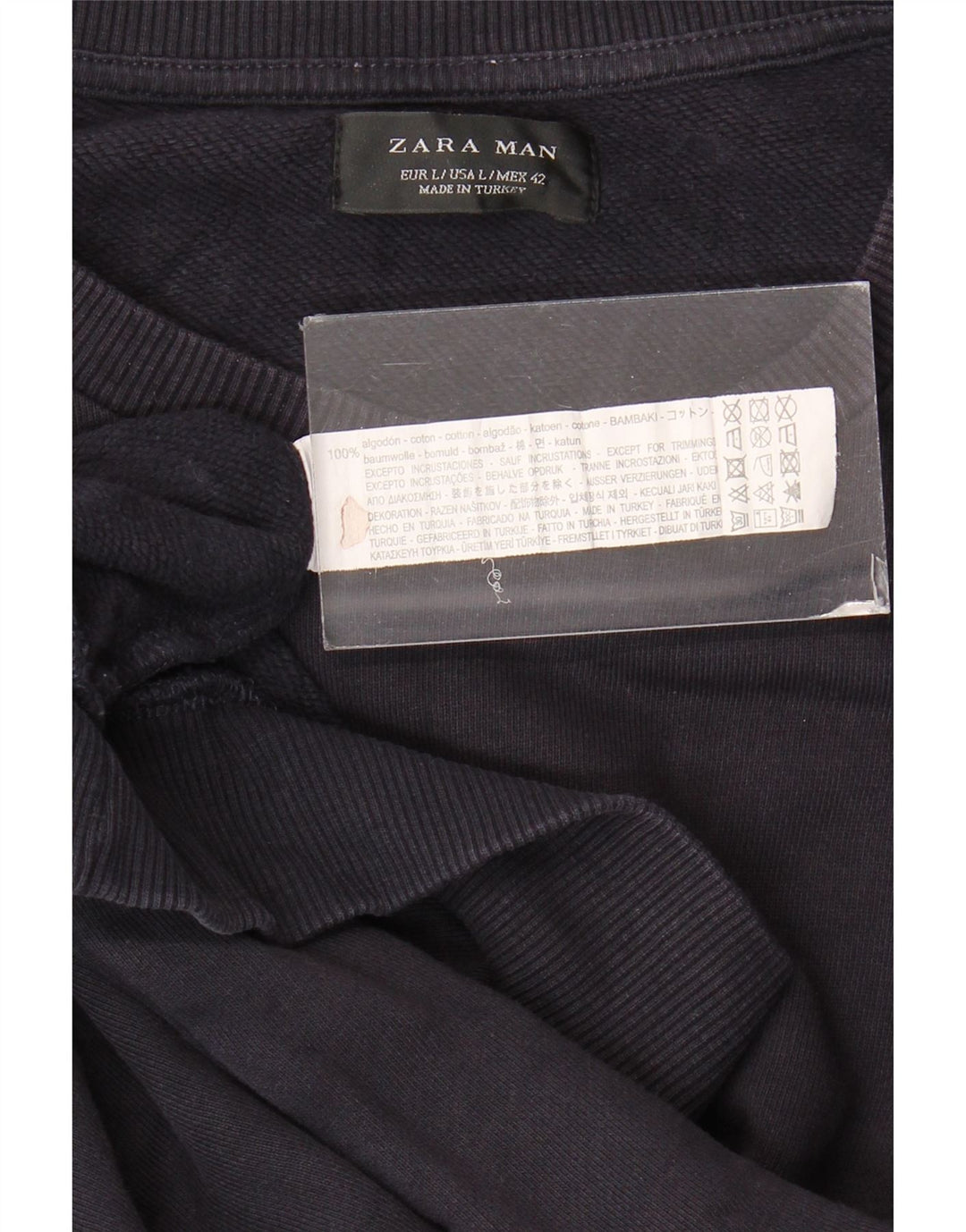 Zara Mens Sweatshirt Jumper Large Navy Blue Cotton