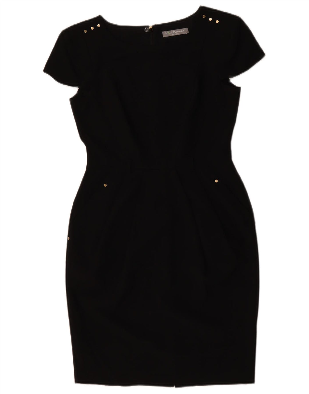 Marks & Spencer Womens Petite Sheath Dress UK 8 Small Black Polyester