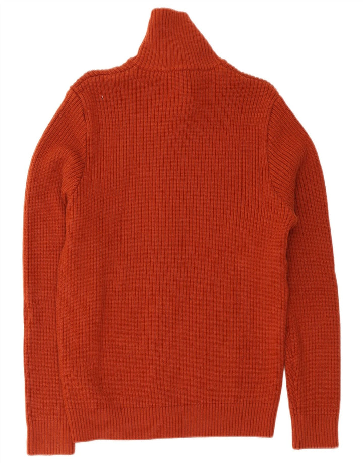 Malagrida Herren-Strickjacke, groß, orangefarbene Merinowolle