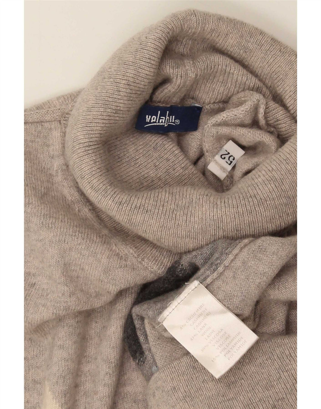 Maglione maglione vintage da uomo con collo alto IT 52 grande grigio a rombi/diamante