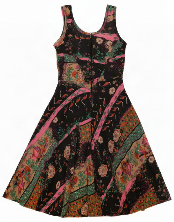 Vintage Womens Sleeveless A-Line Dress IT 42 Medium Multicoloured Floral