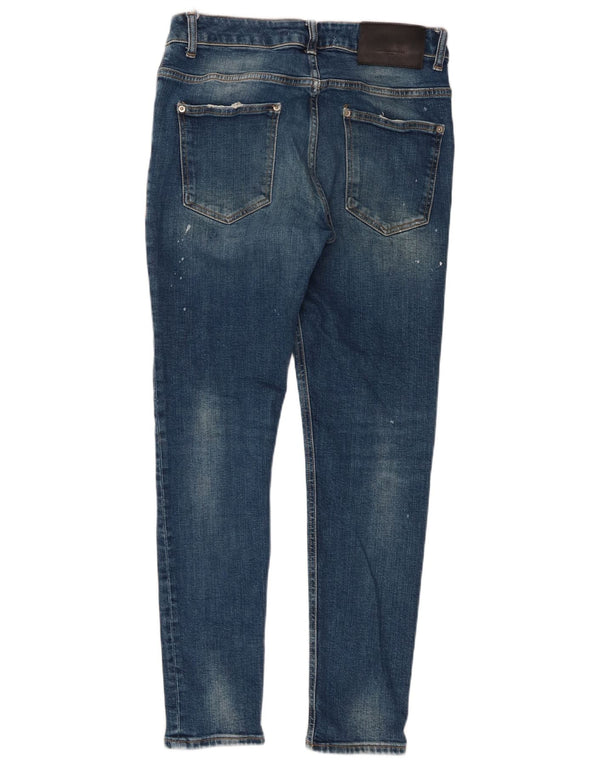 Zara Herre Distressed Skinny Jeans EU 40 Medium W31 L29 Blå Bomuld