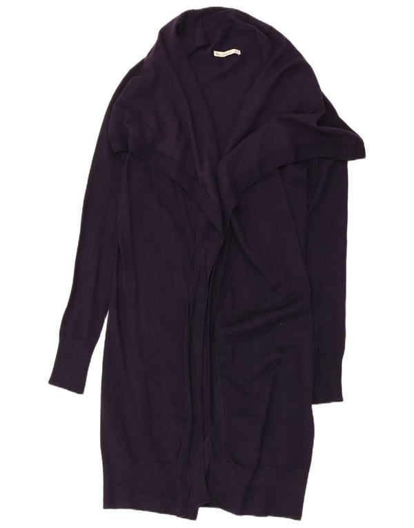 Zara Womens Longline Open Cardigan Sweater UK 12 Moyen Bleu Marine Viscose