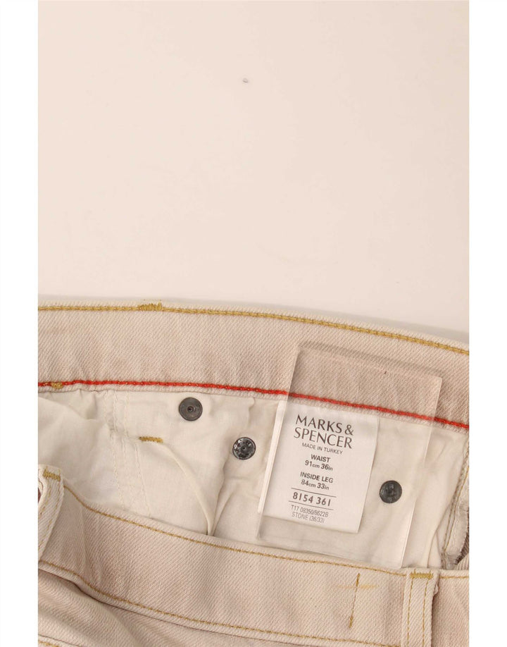 Marks & Spencer Mens Straight Jeans W36 L33 Beige Cotton