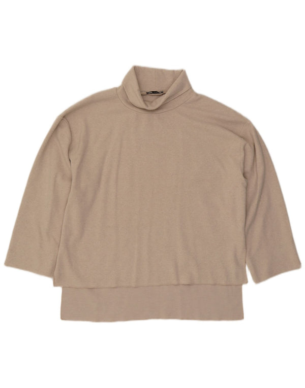Zara Womens Top 3/4 Sleeve UK 16 Large Beige