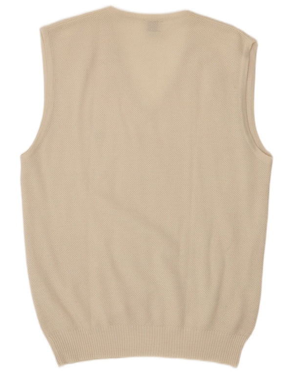 Vintage Mens Vest Tank Top Medium Off White