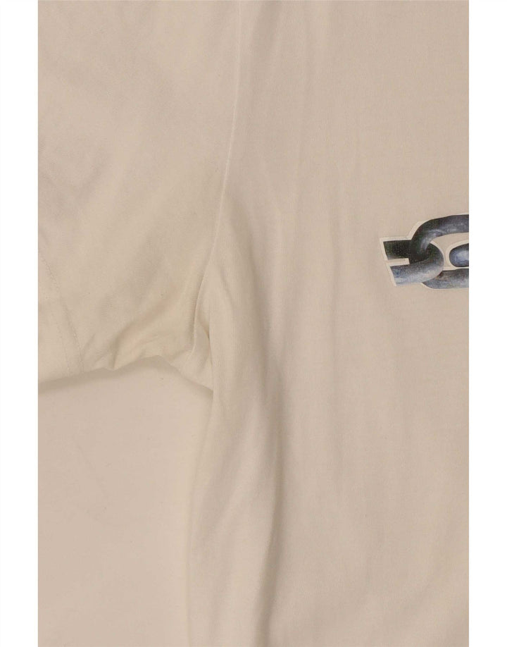 Diesel Hombre Camiseta Gráfica Top Medio Algodón Blanco