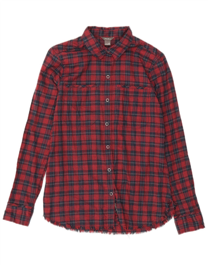 Eddie Bauer Oversized skjorte til kvinder UK 6 XS rød ternet bomuld