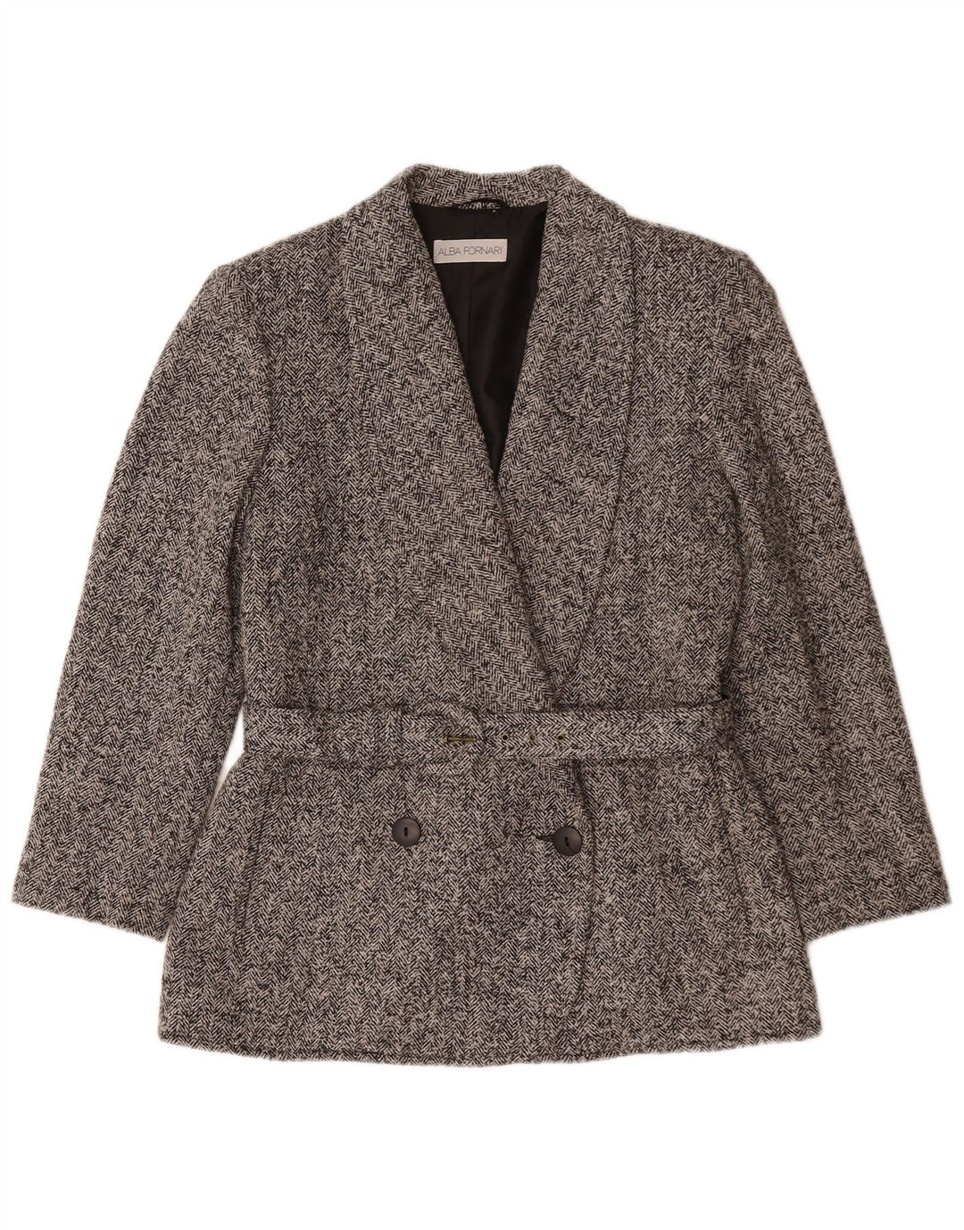 Alba Fornari Womens Blazer Blazer Jacket IT 46 Large Grey Herringbone
