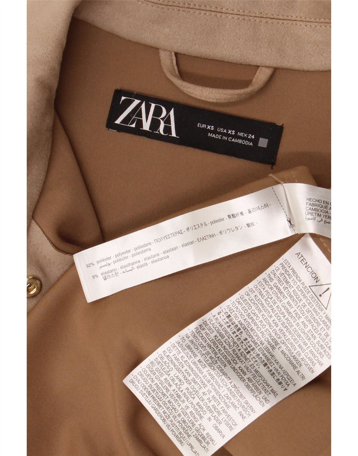 Zara Womens Oversized Shacket Shirt UK 6 XS Beige Polyester