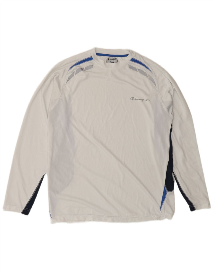 Champion Mens Loose Fit Top Long Sleeve Small White Colourblock Polyester