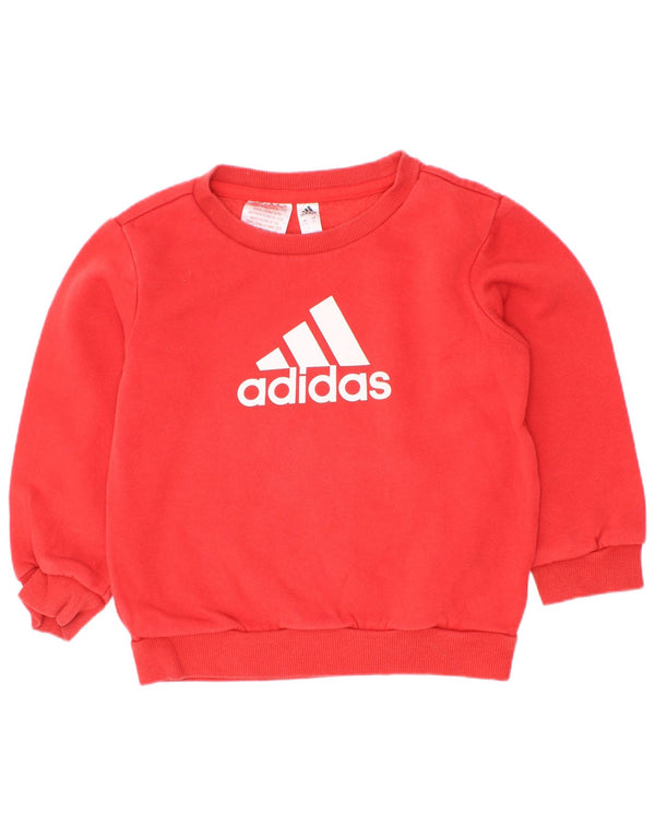 Γραφικό Φούτερ Adidas Boys Jumper 2-3 ετών Κόκκινο βαμβακερό