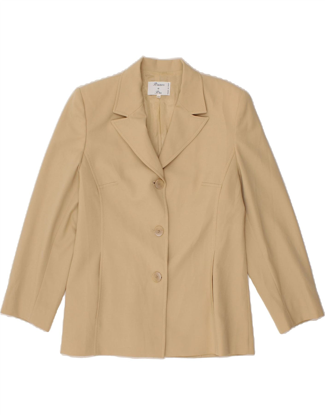 BIANCO E BLU Womens 3 Button Blazer Jacket IT 44 Medium Beige Vintage Bianco e Blu and Second-Hand Bianco e Blu from Messina Hembry 