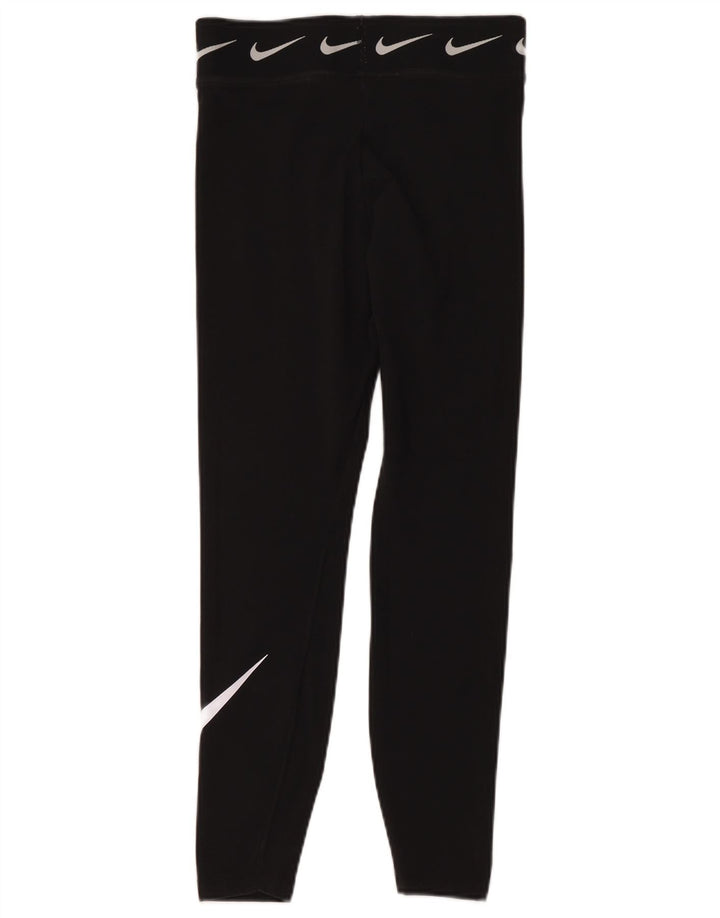 Nike Womens Graphic Crop Leggings UK 12 Medium Black Cotton