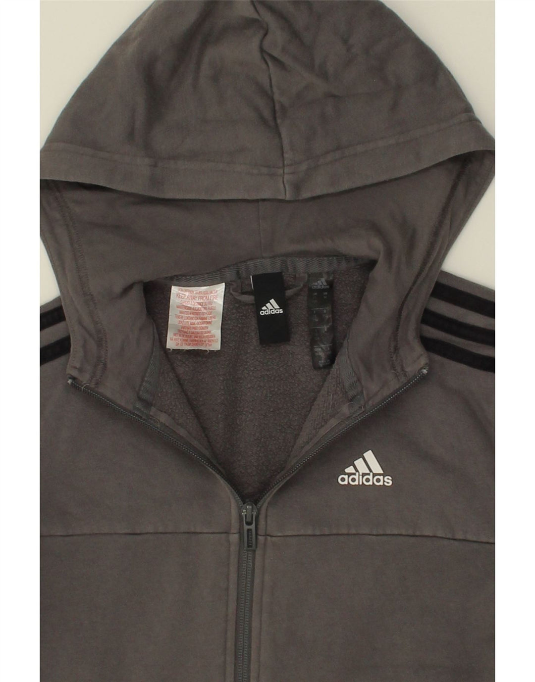 ADIDAS Boys Zip Hoodie Sweater 11-12 Years Grey Cotton Vintage Adidas and Second-Hand Adidas from Messina Hembry 
