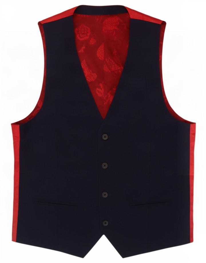 Ted Baker Mens 4 Button Waistcoat UK 36 Small Navy Blue Colourblock Wool