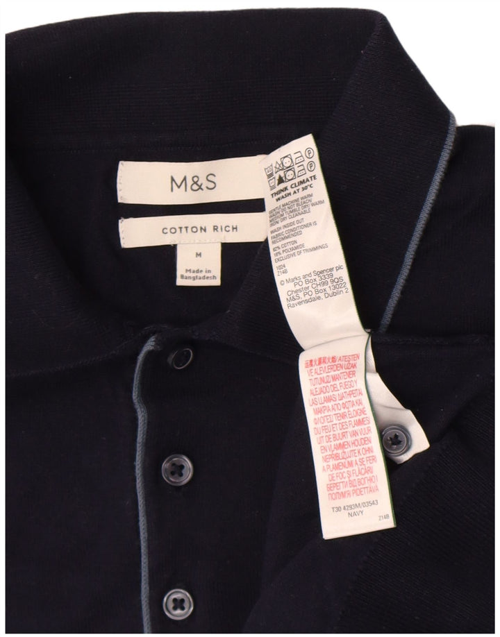 Marks & Spencer Mens Polo Shirt Medium Navy Blue Cotton