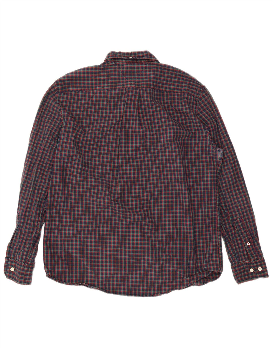 Tommy Hilfiger Mens Classic Fit Shirt Large Navy Blue Check Cotton