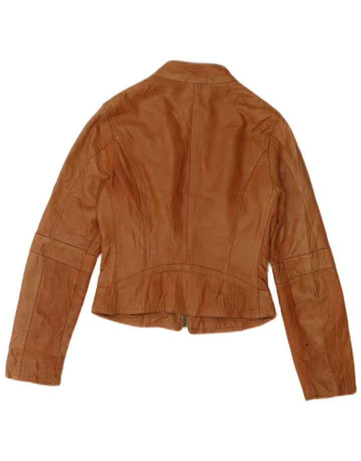 XETRA Biker-jakke i læder til kvinder UK 8 Small Beige