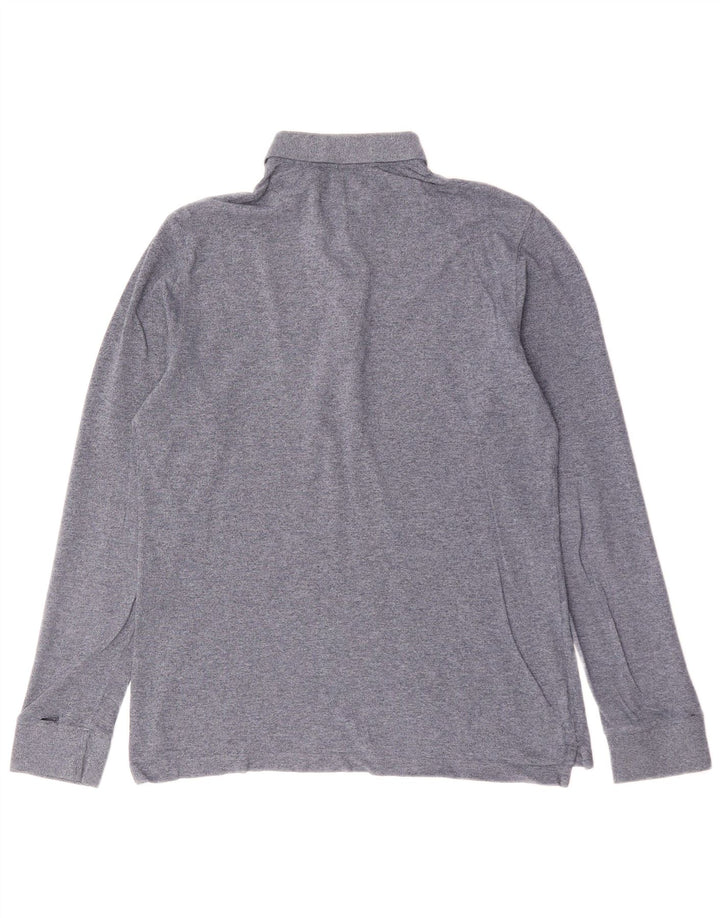MASSIMO DUTTI Mens Long Sleeve Polo Shirt Medium Grey