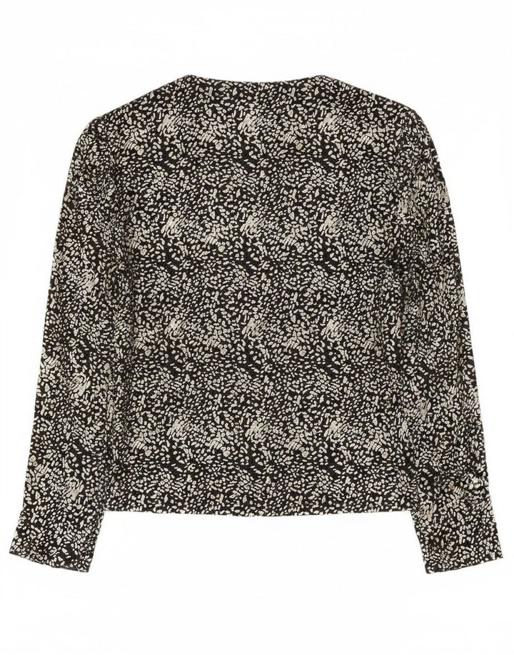 C & A Womens Long Sleeve Blouse Top EU 40 Medium Black Animal Print