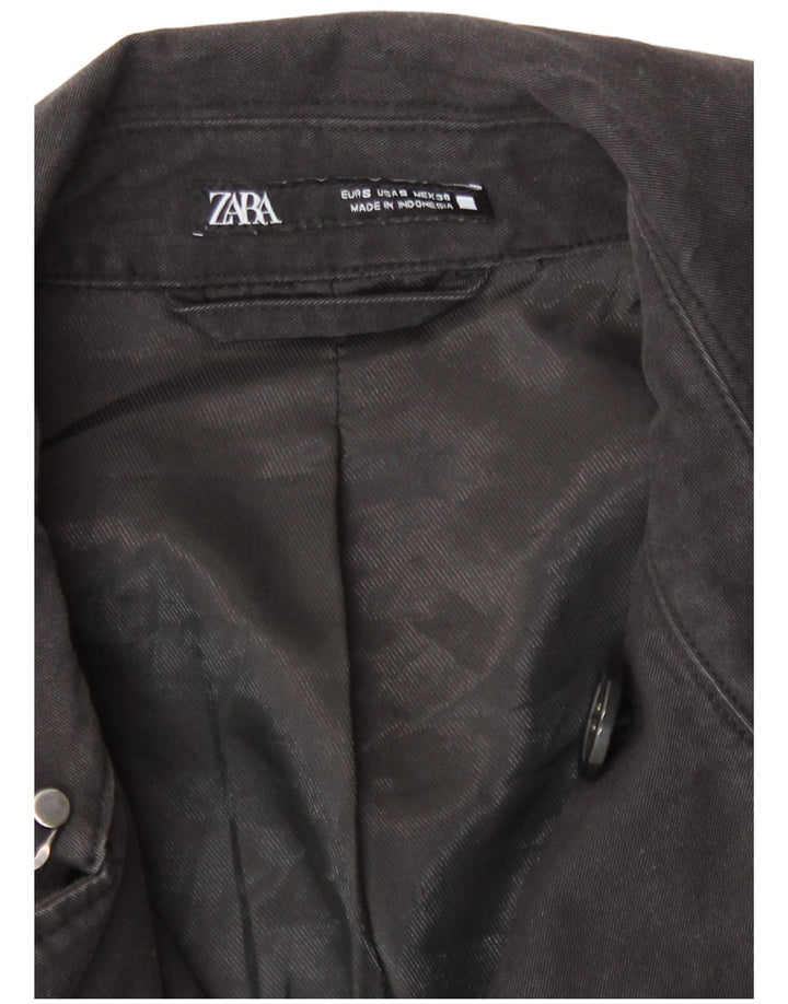 Zara Mens Trench Coat UK 36 Small Black